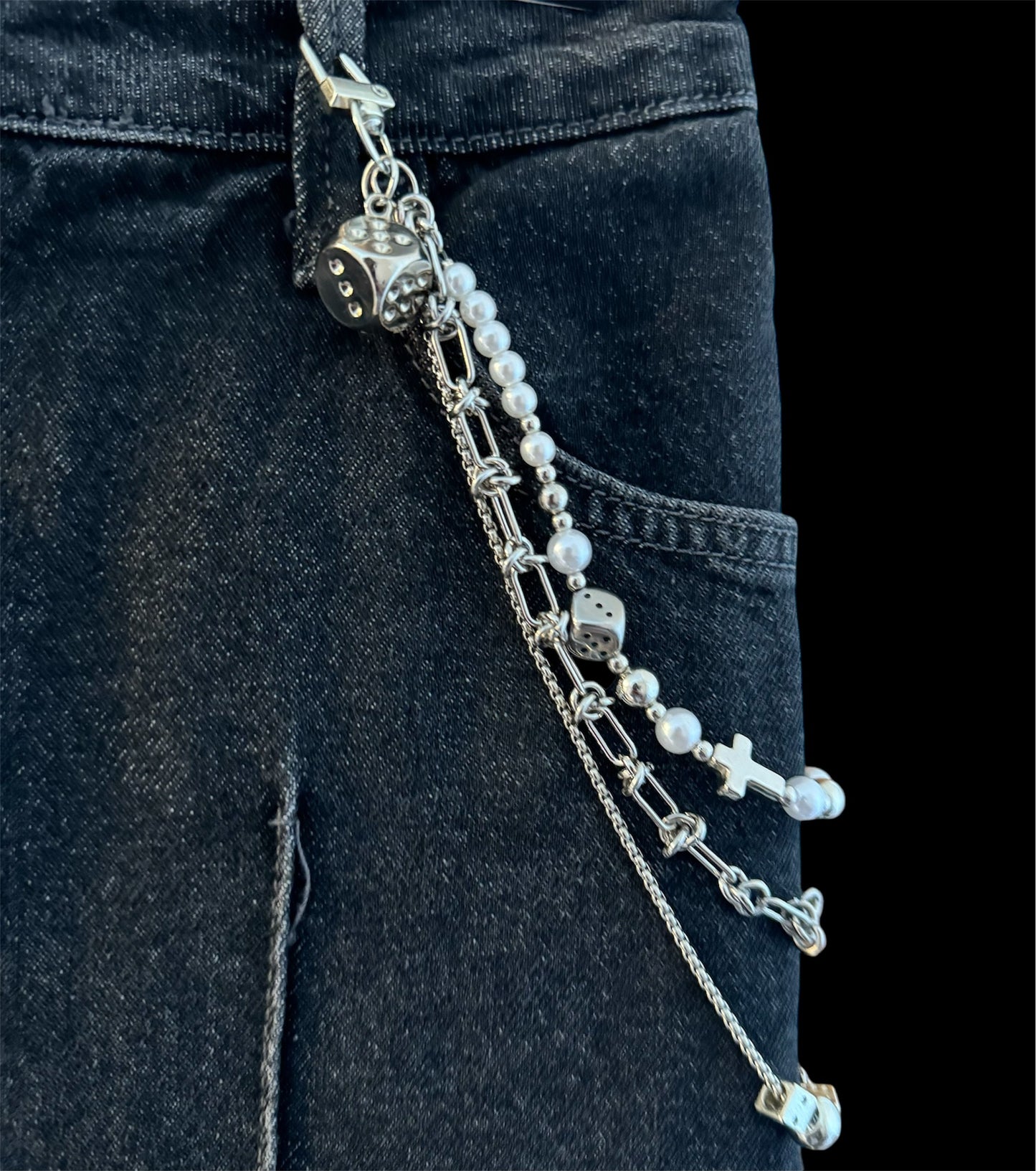 Layered Crossroad Dice Wallet Chain