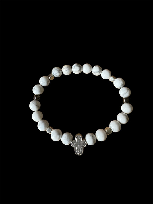 Marble cross centre piece bracelet